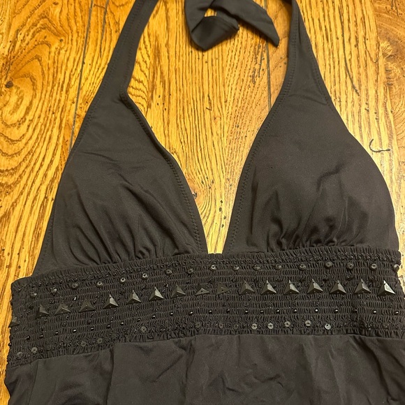 Donna Karen deep v jeweled swim suit sz 8 - Picture 2 of 5